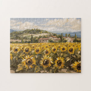 Puzzle Peinture impressionniste du terrain de tournesol