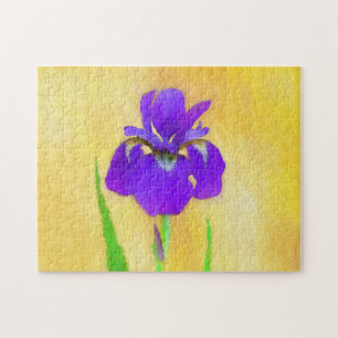 Puzzle Peinture Iris à pois pourpre - Chien original mign