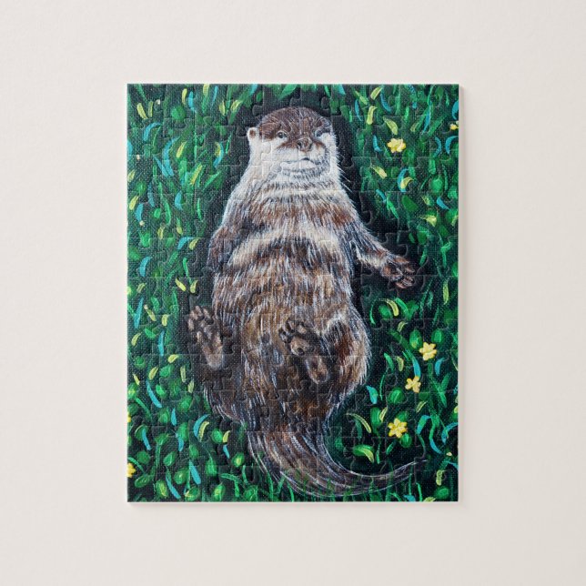 Puzzle Peinture sur la loutre de rivière relaxante (Vertical)