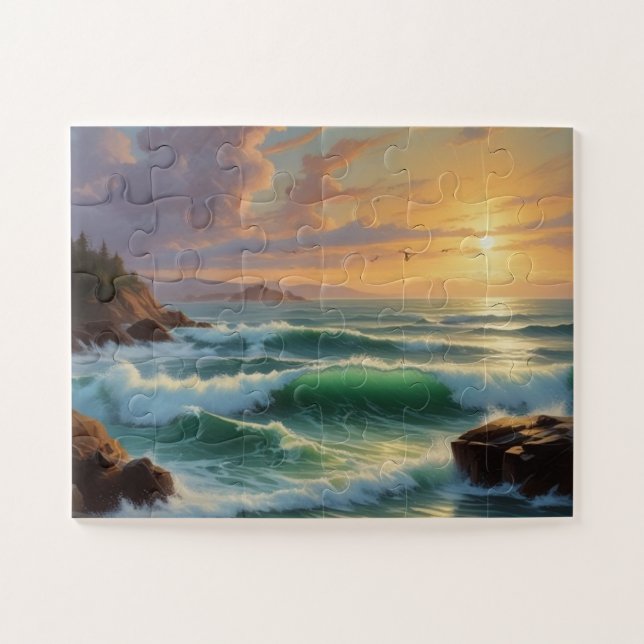Puzzle Peinture sur la mer du coucher du soleil (Horizontal)