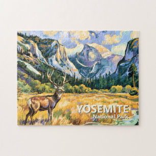 Puzzle Peinture vintage de cerf animalier du Half Dome de