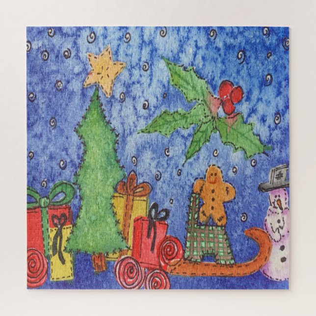 Puzzle Peinture Whimsical Christmas Cheer Watercolor (Vertical)
