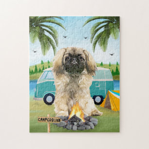 Puzzle Pekingese Chien Camping