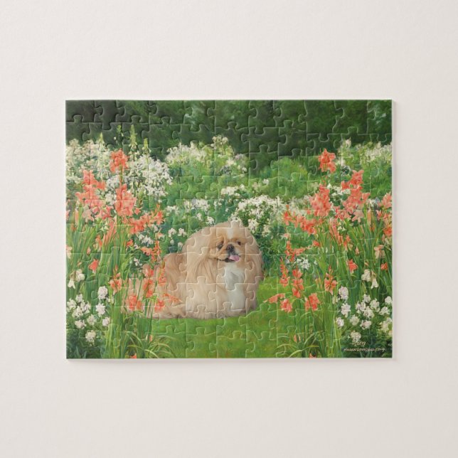 Puzzle Pekingese dans le jardin (Horizontal)