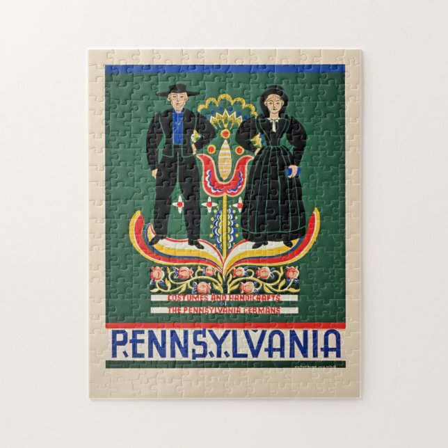 Puzzle Pennsylvania, vintage travel poster, (Vertical)