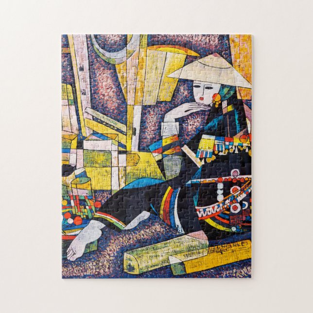 Puzzle Penser Hao Ping oriental vibrante femme peinture (Vertical)