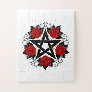 Puzzle Pentagramme aux roses rouges