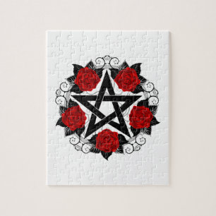 Puzzle Pentagramme aux roses rouges