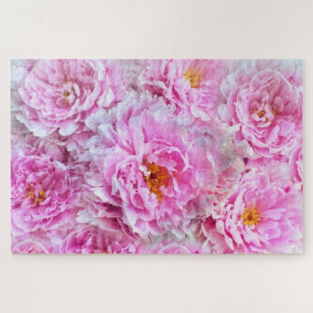 Puzzle Peonies roses colorées Fleurs botaniques florales (Horizontal)