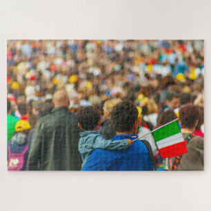 Puzzle Père et fils avec drapeau italien, Rome, Italie