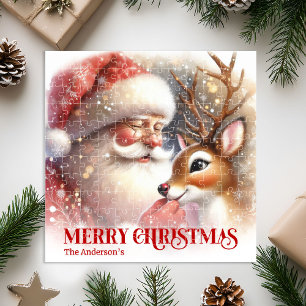 Puzzle Père Noël cosy Rudolph Noël personnalisé pour enfa