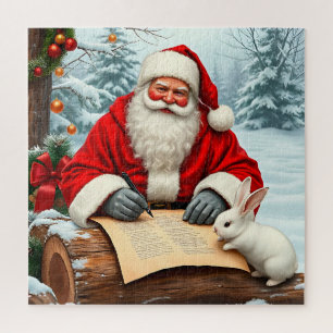 Puzzle Père Noël écrivant une lettre dans une forêt ennei