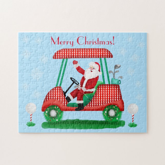 PUZZLE PÈRE NOËL EN PANIER DE GOLF NOËL AVEC DES LAMES À  (Horizontal)