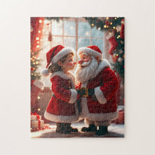 Puzzle Père Noël et Mme Claus célèbrent X-Mas, amusant 