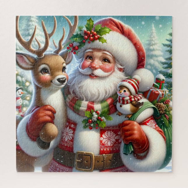 Puzzle Père Noël et Rudolph (Vertical)