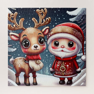 Puzzle Père Noël Et Un Rinder