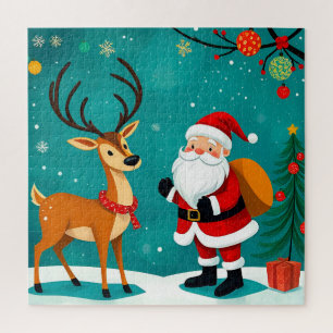 Puzzle Père Noël festif avec rennes