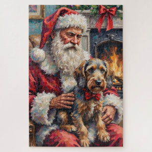 Puzzle Père Noël Griffon à poil dur à pointes de Noël