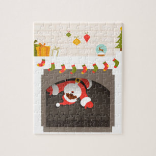 Puzzle père Noël noire coincée dans une cheminée
