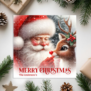 Puzzle Père Noël personnalisé et cadeau festif de Rudolph