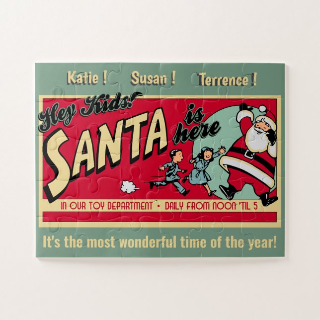 Puzzle Père Noël personnalisé vintage (Horizontal)
