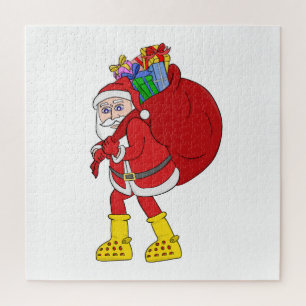Puzzle Père Noël portant de grandes bottes jaunes