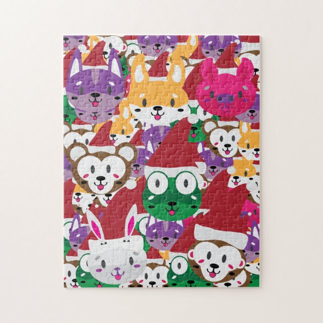 Puzzle Père Noël Spike et amis Animal Christmas Jigsaw! (Vertical)