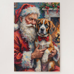 Puzzle Père Noël tenant l'art de Noël de Saint-Bernard