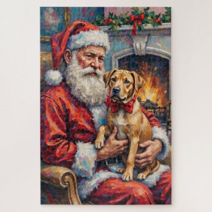 Puzzle Père Noël tenant l'art de Noël Shar Pei