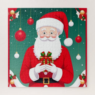 Puzzle Père Noël tenant un cadeau