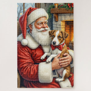 Puzzle Père Noël tenant un Chesapeake Bay Terrier