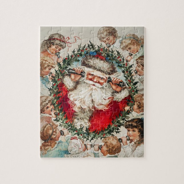 Puzzle Père Noël victorien au téléphone avec des enfants (Vertical)