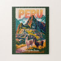 Pérou Machu Picchu Illustration Art de Voyage Vint