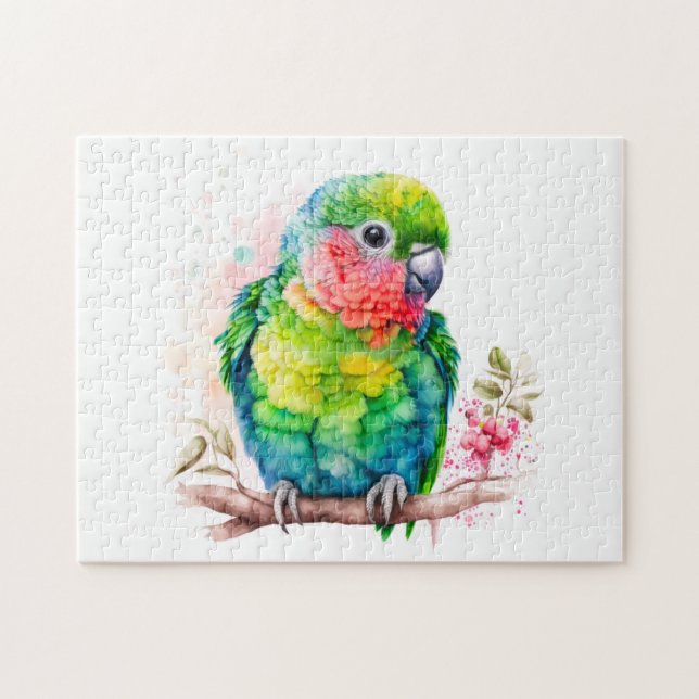Puzzle Perroquet vert - Bébé mignon oiseau (Horizontal)