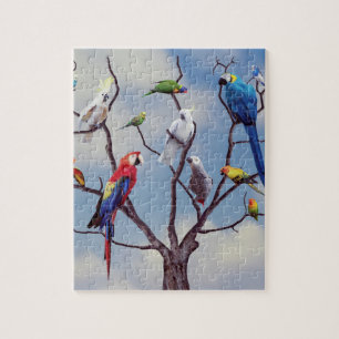 Puzzle Perroquets exotiques tropicaux assis sur l'arbre
