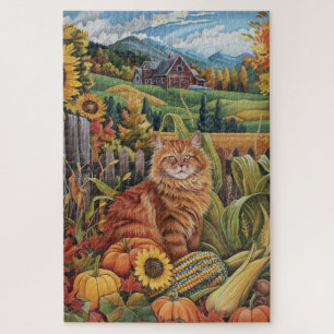 Puzzle Perse Chat Automne Récolte Thanksgiving