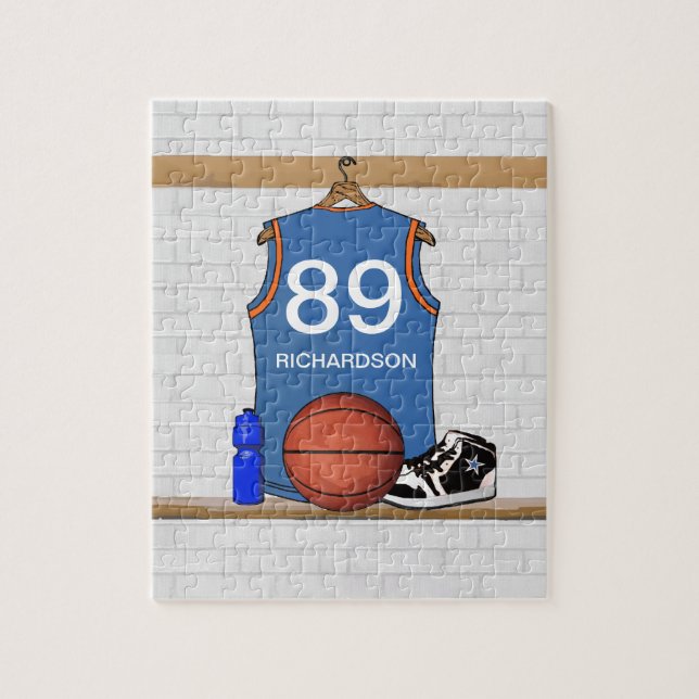 Puzzle personalisierter blauer Basketball-Jerseys (Vertikal)
