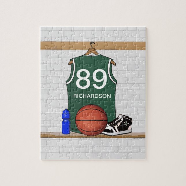 Puzzle personalisierter grüner Basketball-Jerseys (Vertikal)