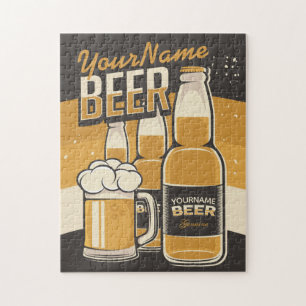 Puzzle Personalized Beer Bottle Sudsy Mug Brewing Bar