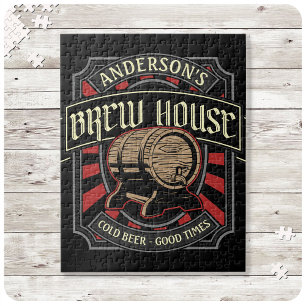 Puzzle Personalized Brew House Label Beer Brewing Bar Pub