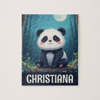Puzzle Personalized Cute Whimsical Panda in a Forest