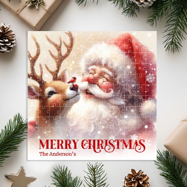Puzzle Personalized Santa Rudolph Christmas Kids Holiday  (Personalized Santa Rudolph Christmas Kids Holiday Jigsaw Puzzle

)
