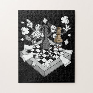Puzzle personnages de bataille d'échecs matchs d'échecs