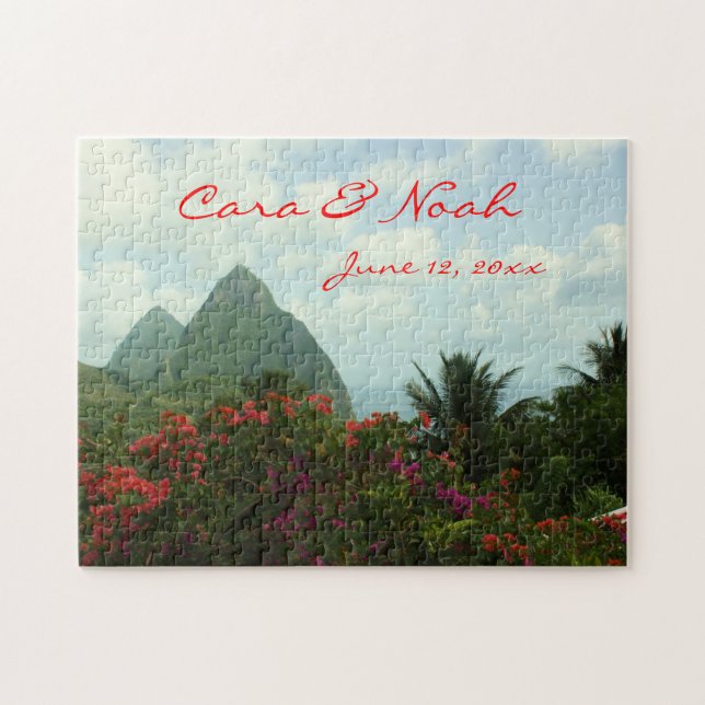 Puzzle personnalisable de mariage de paradis (Horizontal)