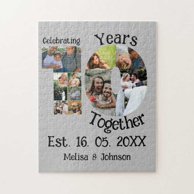 Puzzle Personnalisé 10e anniversaire mariage 11 photo col (Vertical)