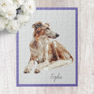 Puzzle personnalisé mignon de chien Borzoï
