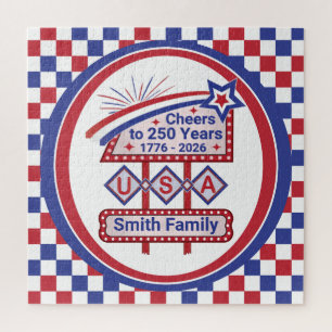Puzzle Personnalisé USA 250–Marquise Rétro Patriotique
