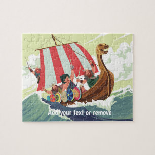 Puzzle Personnalisé, vikings dans un navire naviguant en