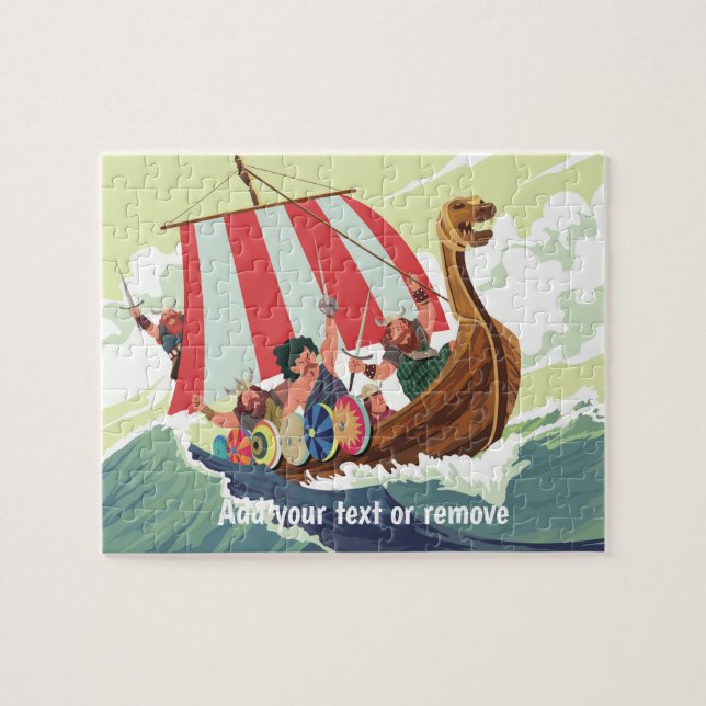 Puzzle Personnalisé, vikings dans viking navire naviguant (Horizontal)