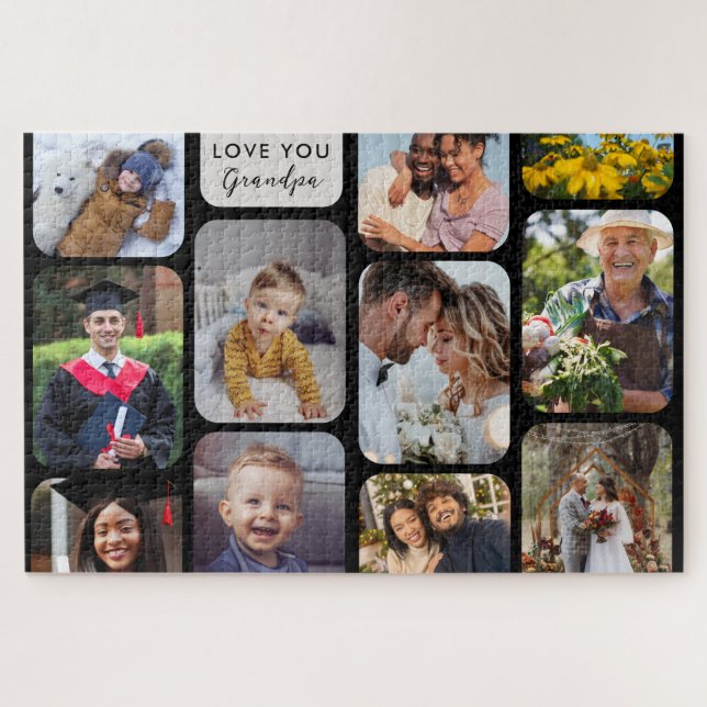 Puzzle Personnaliser 11 Photos Moderne Chic Aimer You Gra (Horizontal)